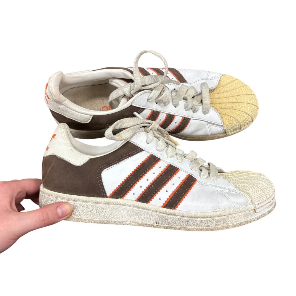 Y2K 2006 Adidas Superstar Style Shell Toe Sneakers Brown & Orange Men's size 6